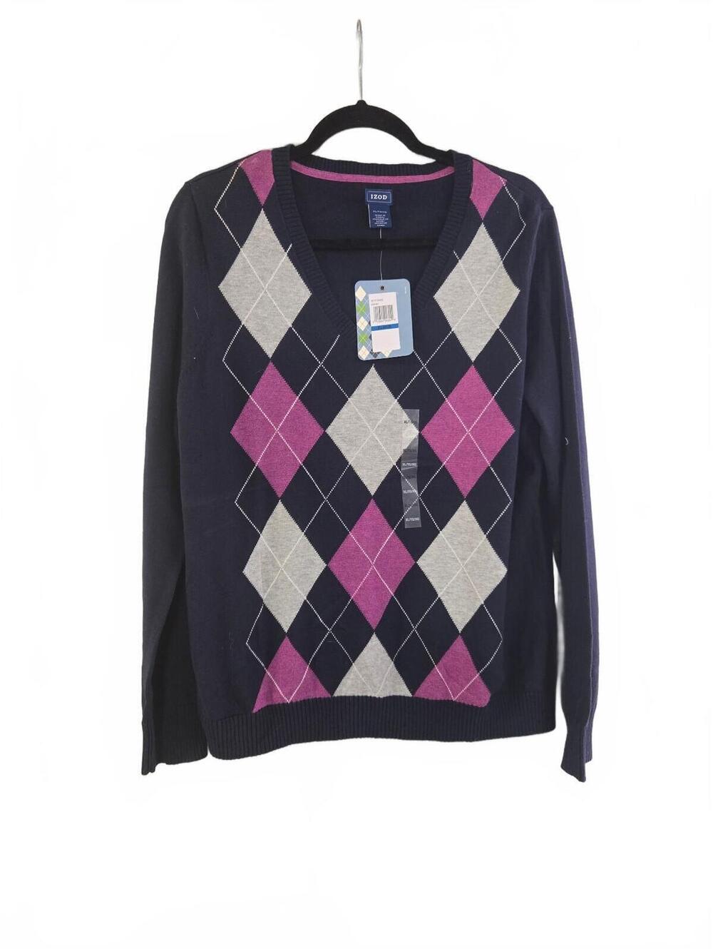 IZOD Argyle Pattern V-Neck Sweater XL